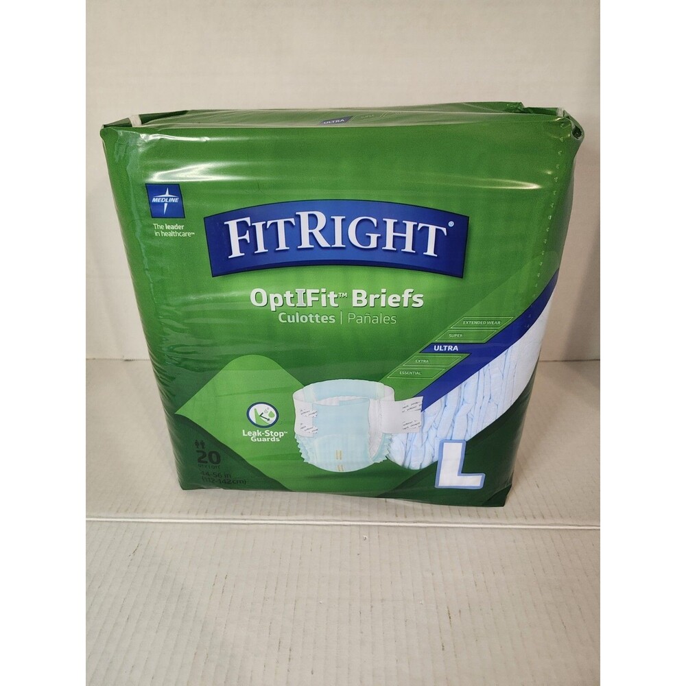 Fit Right OptiFit Briefs Size Large Qty 20